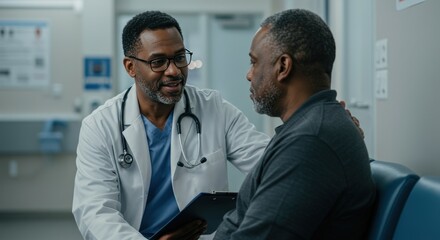 Doctor consults with patient in medical office