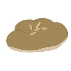 クリームパンの手描きのカラーイラスト