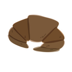 クロワッサンの手描きカラーイラスト