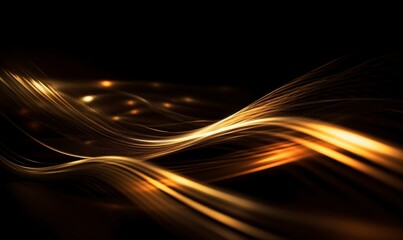 Smooth Golden Waves on a Dark Background for Abstract Design