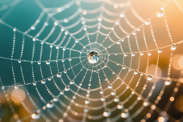 Macro Photography of Water Droplets on Spider Web Ethereal Nature Close-Up