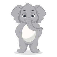 Illustration of Cute Baby Elephant. Vector Character in Cartoon Style.