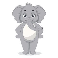 Illustration of Cute Baby Elephant. Vector Character in Cartoon Style.