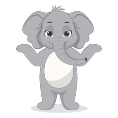Illustration of Cute Baby Elephant. Vector Character in Cartoon Style.