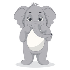 Illustration of Cute Baby Elephant. Vector Character in Cartoon Style.