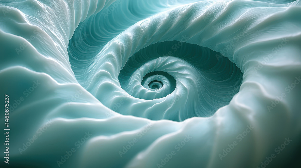 Poster a realistic 4k 3d background showing a captivating side angle view of a mesmerizing swirling spiral 