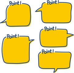 Pointの文字が入った紺とオレンジのシンプルでかわいい吹き出しイラスト