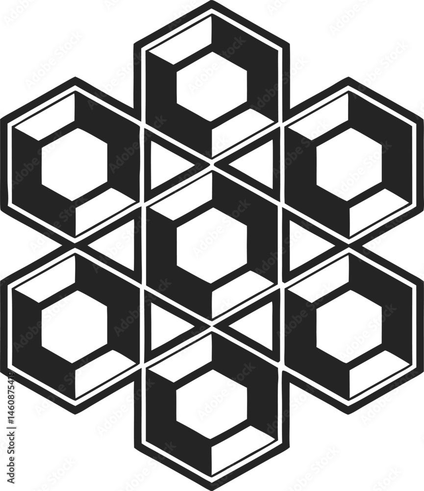 Aufkleber abstract geometric pattern illustration with hexagons triangles and a modern black and white design