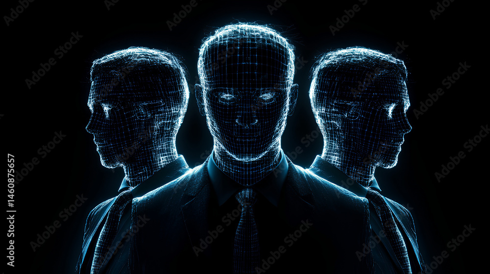 Poster an ai agent hologram symbolizing agentic autonomy for collaboration with the human workforce using a