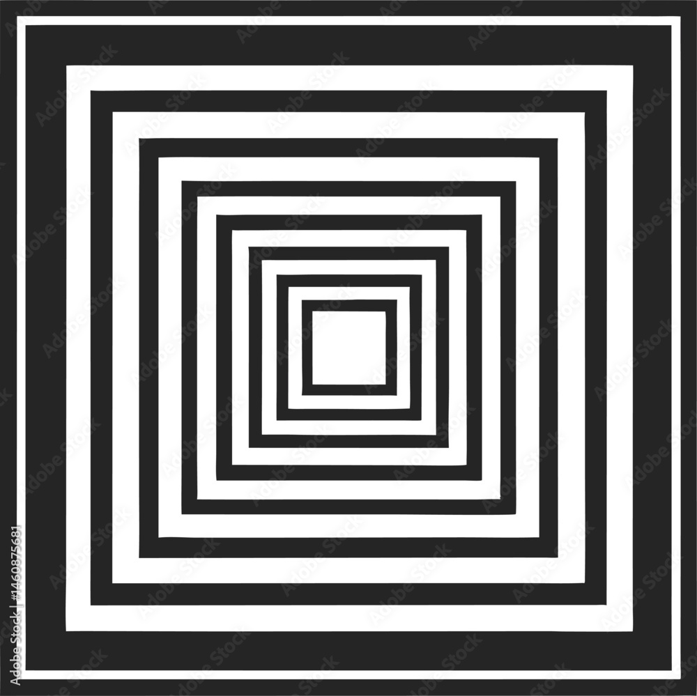 Poster abstract geometric pattern with concentric squares creating a modern optical illusion