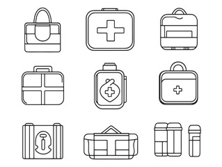 First Aid Kit Line Art Simple Design for Emergency Medical Needs