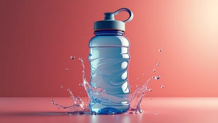 Water bottle with sweat droplets, 3D fitness style