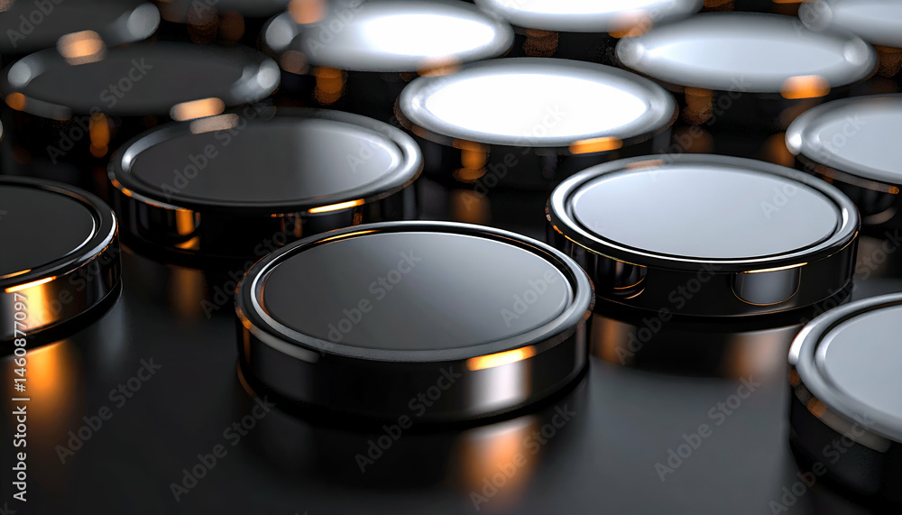 Poster abstract dark gray and black circular objects background