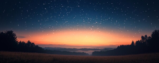 Naklejka premium Twilight Sky with Stars, Generative AI