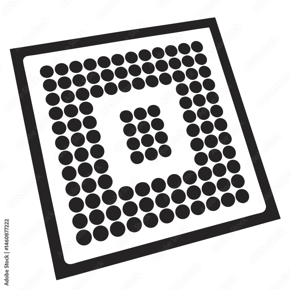 Poster black and white digital circuit processor illustration for computer technology and engineering desig
