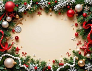 create a holiday themed poster mockup featuring christmas and new year decorations, place a clear subject in the top section of the poster