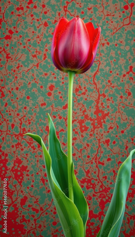 Poster generate ai generated, high resolution macro photograph of a red tulip in sharp focus against a soli