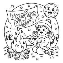 Autumn With Little Girl Coloring Pages For Kids