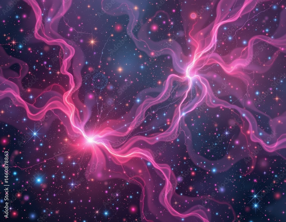 Poster create a stunning image featuring a galaxy texture backdrop, plete with stars and nebula in the dark