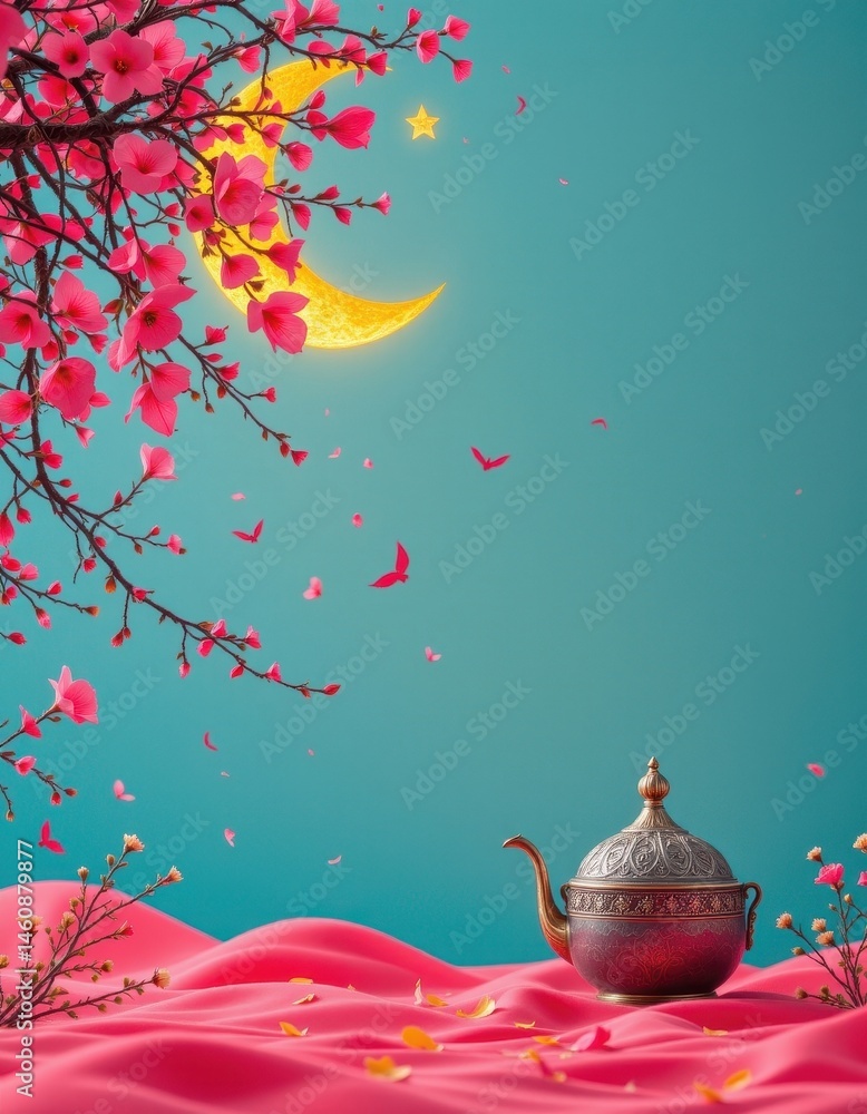 Aufkleber create a vibrant and colorful image featuring ramadan as the background theme, the image should be i