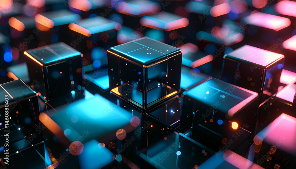 Poster abstract multicolored cubes background