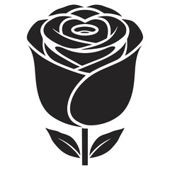 Elegant black and white rose vector illustration isolated on a clean white background