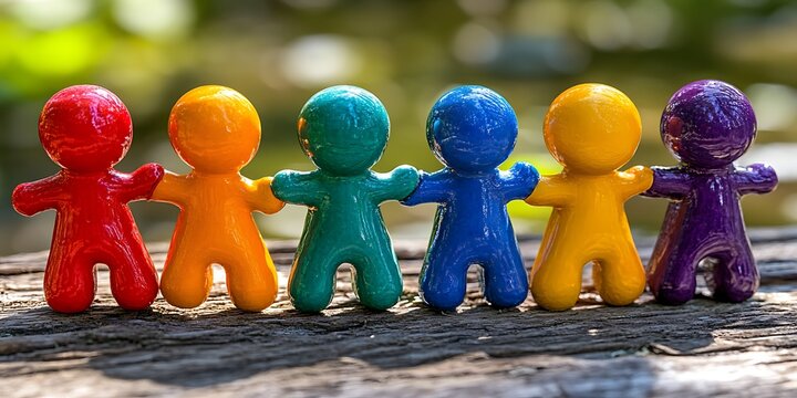Colorful figures linked together in unity