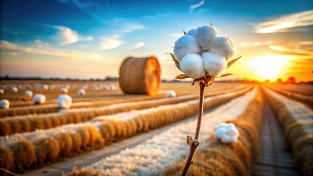 Fluffy Cotton Ball Close-Up, Soft Cotton Bale Background - High-Resolution Image