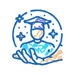 student support online learning platform icon doodle illustration