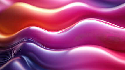 Fototapeta premium A vibrant 3D background features smooth, realistic swirls with a stunning side angle view in 4K resolution, showcasing dynamic purple, pink, and orange hues.