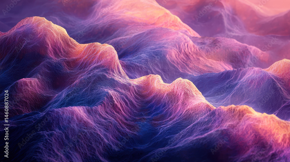Poster vibrant 3d rendered background showcasing realistic textures and colors, creating an abstract side a