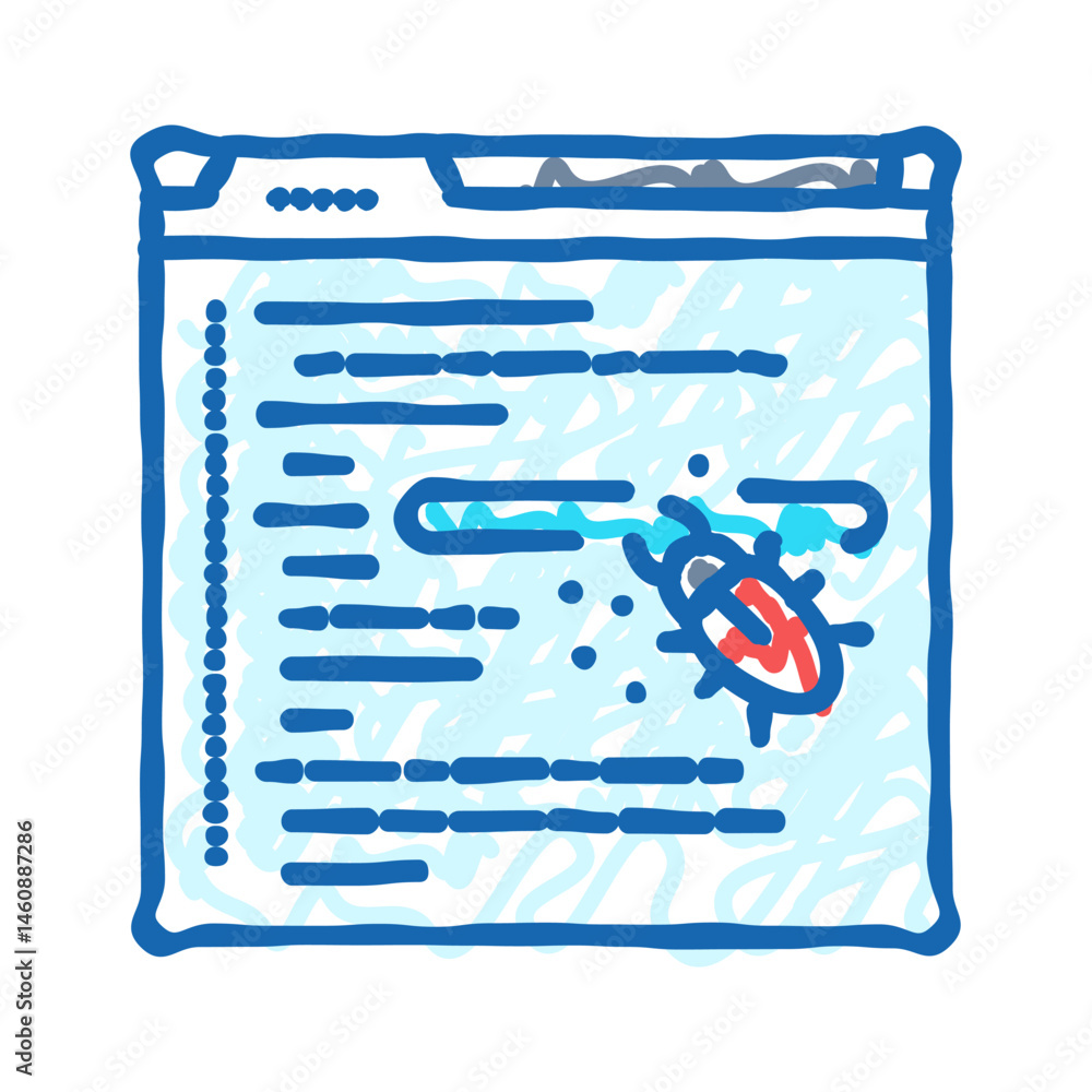 Poster debugging code software icon doodle illustration