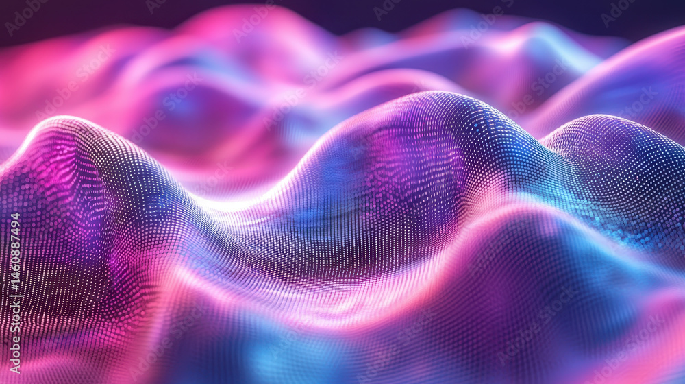 Poster a mesmerizing 4k 3d rendered o visual background with realistic waves gently flowing from a side ang