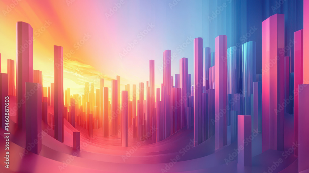 Poster vibrant 4k 3d render showcasing abstract o visual elements with dynamic angles and realistic light, 