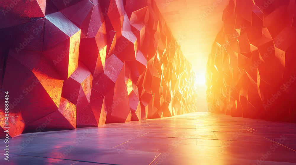 Poster visual exploration of a realistic 4k 3d background featu an abstract side angle view with geometric 