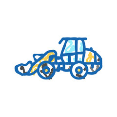 compact loader construction vehicle icon doodle illustration