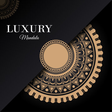 Luxury Golden Mandala Design on Black Background &ndash; Elegant Ornamental Art