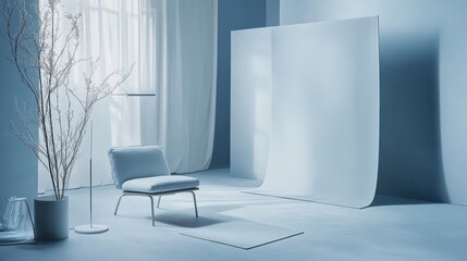 Stylish minimalist interior showcasing a modern chair.