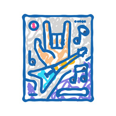 rock disco party icon doodle illustration