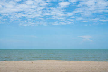 Panorama sea view horizon beautiful landscape. Beautiful view of the vast sea, beach, clear sky Calm waves, travel, blue sky background in day time