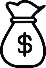 This vector illustration showcases a black and white dollar symbol, an icon representing American currency and finance