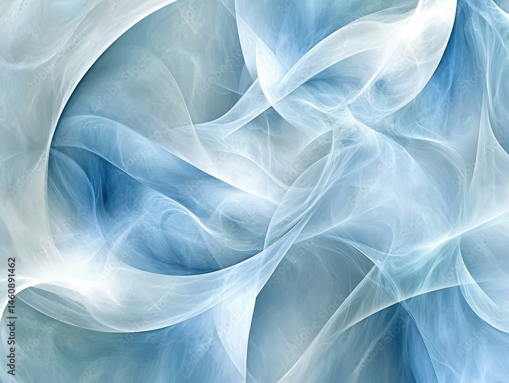 Aufkleber abstract fractal art in shades of blue and white creating a flowing and ethereal design with a moder