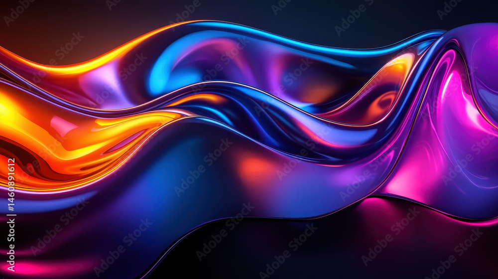 Poster vivid 3d background featu realistic curves with a side angle view in 4k resolution, showing smooth, 