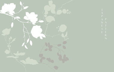 	
Hand drawn branch of flower with Japanese pattern vector. Oriental decoration with logo design, flyer or presentation in vintage style.