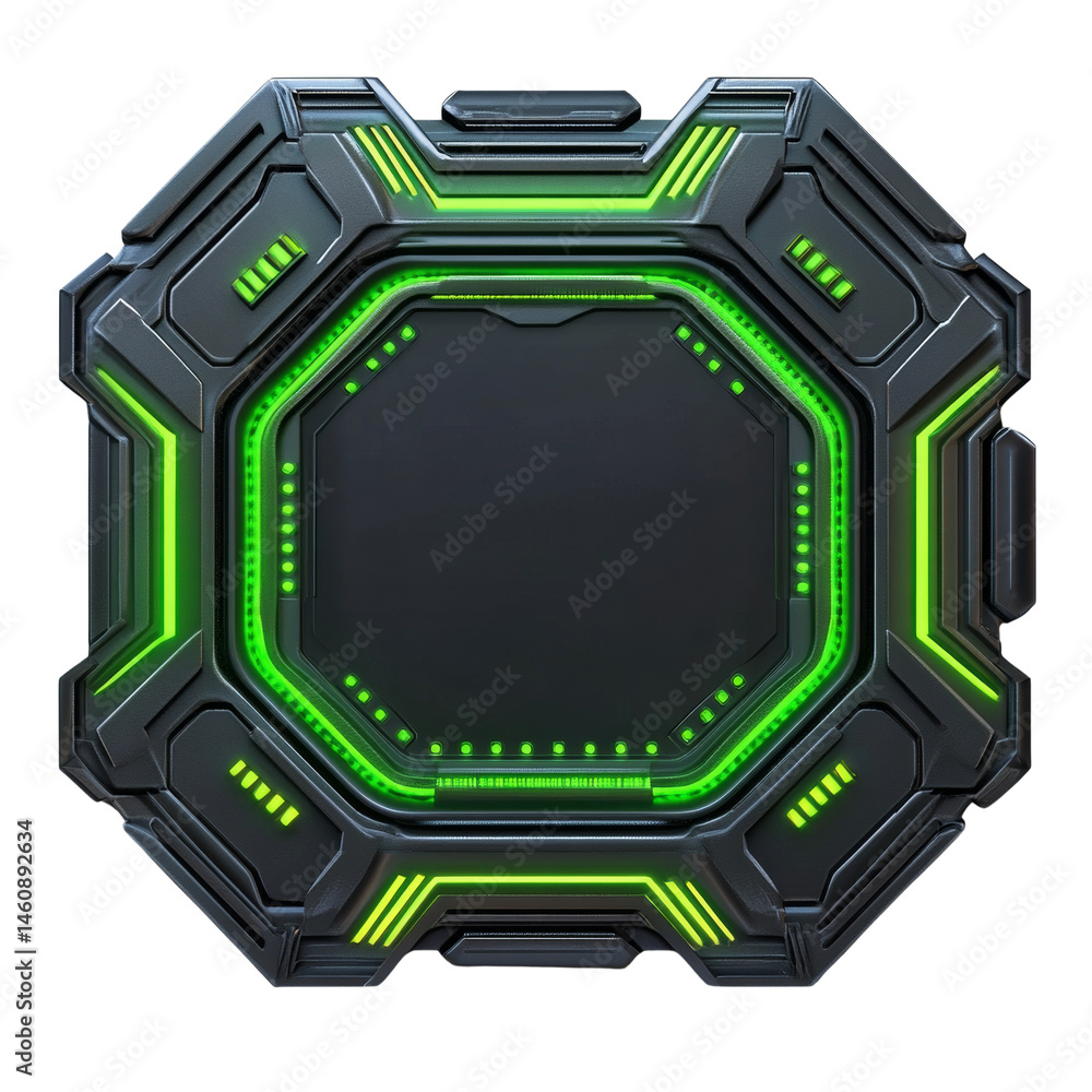 Aufkleber futuristic technological interface with glowing neon highlights on a clear canvas