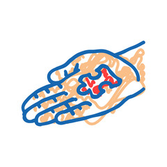 hand puzzle jigsaw icon doodle illustration