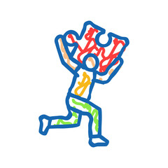 human puzzle jigsaw icon doodle illustration