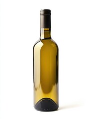 Studio shot of a full wine bottle against white backdrop showcasing elegant design and potential for celebration or relaxation still life