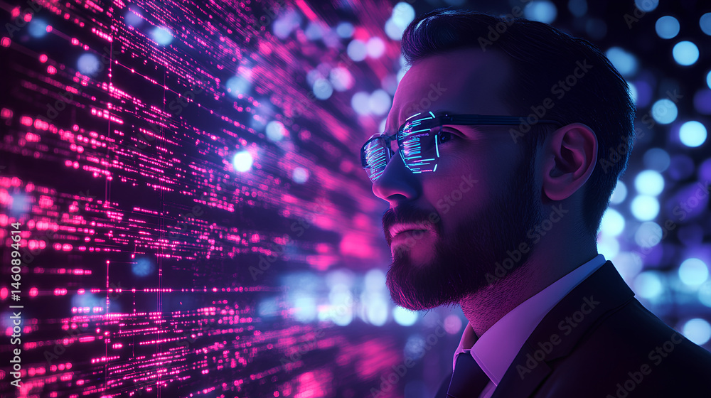 Poster the text ai agent on a neon cyberspace background symbolizing agentic autonomy and future autonomous