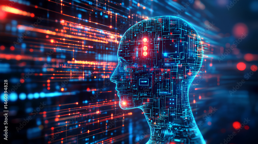 Poster the text ai agent on a neon cyberspace background symbolizing agentic autonomy and future autonomous